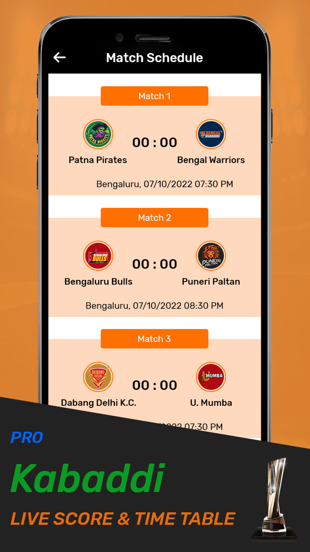 Pro Kabaddi Time Table Live For Android - Download