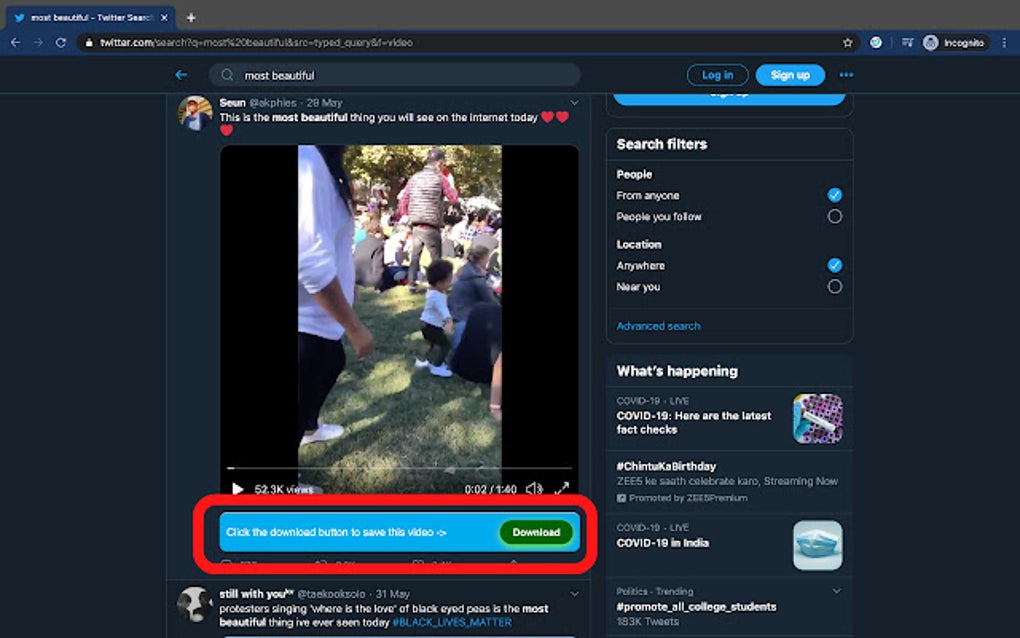 chrome twitter video downloader extension