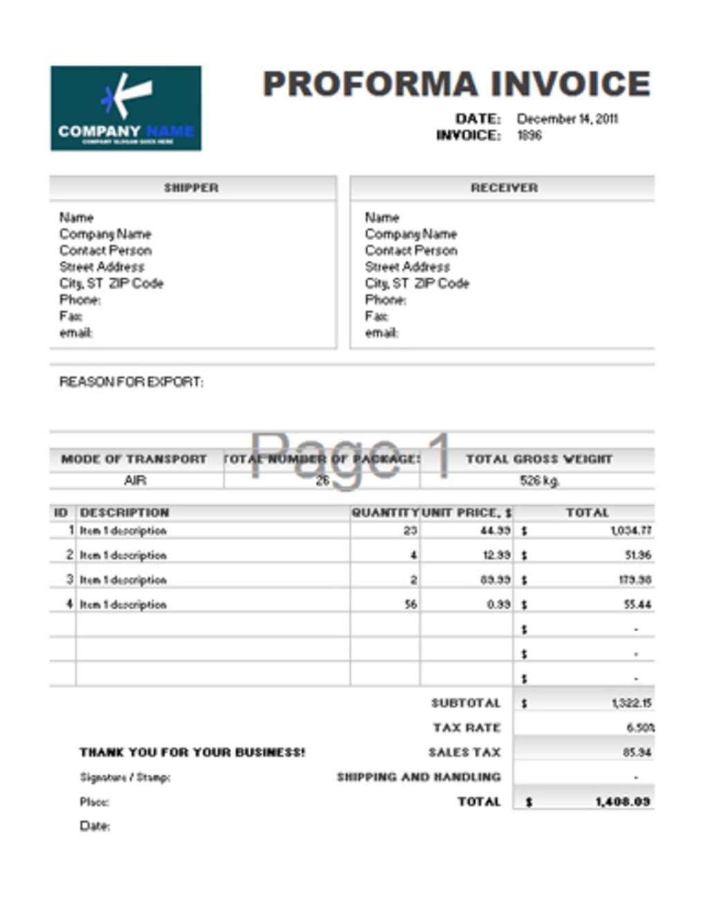 Proforma invoice template - Download Intended For Proforma Invoice Template India