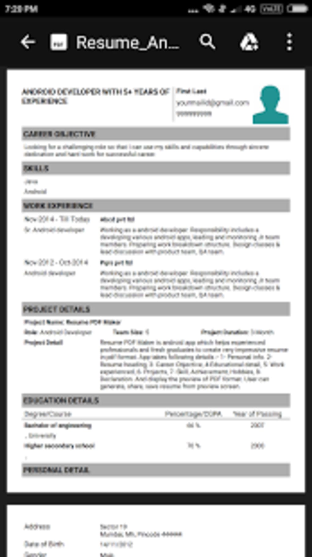 resume pdf maker    cv builder for android