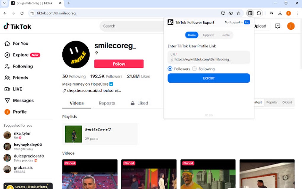 TikTok Follower Export Tool for Google Chrome Extension Download