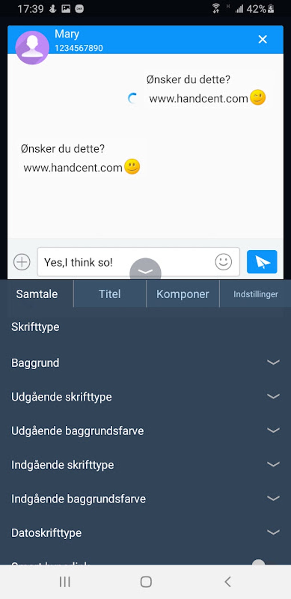 Android 용 Handcent Next SMS Danish Langu APK - 다운로드
