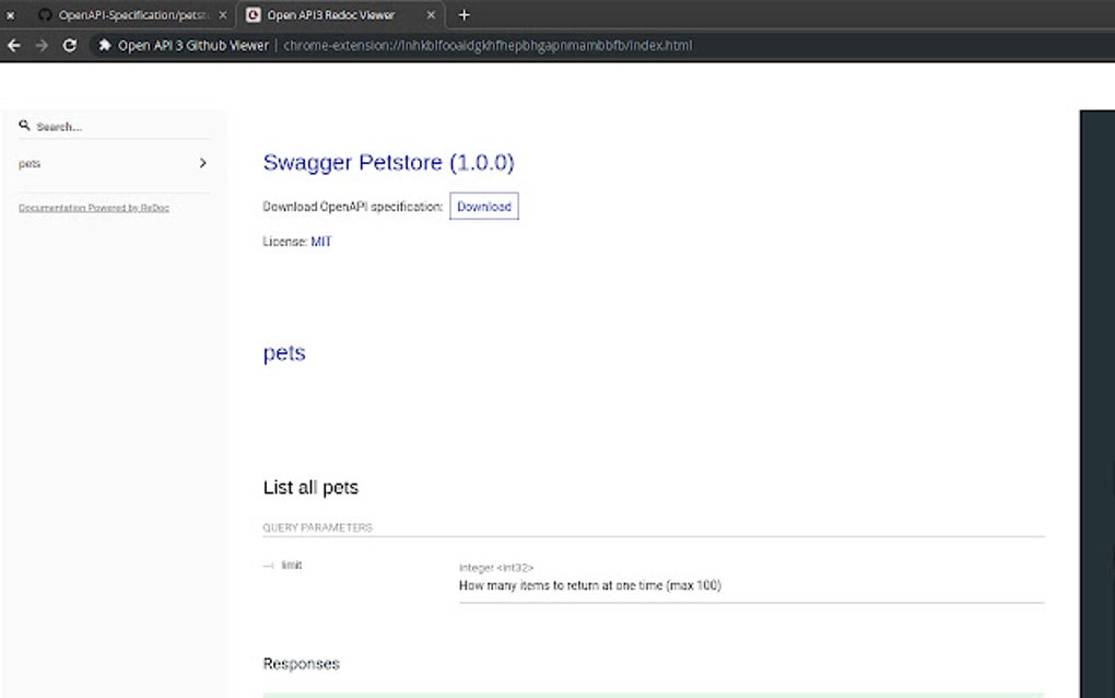 Open API 3 Github Viewer for Google Chrome - Extension Download