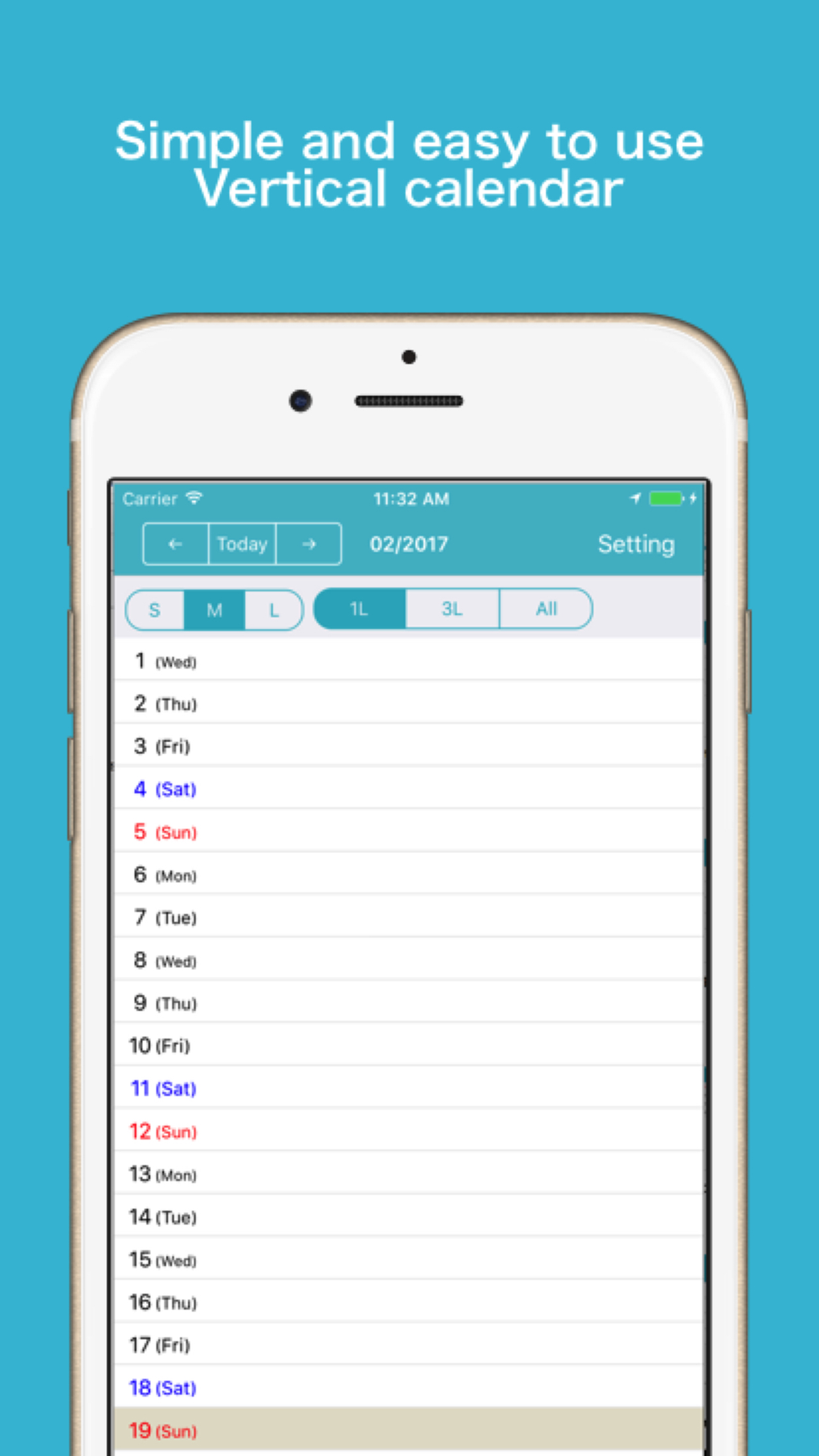 Iphone vertical calendar 