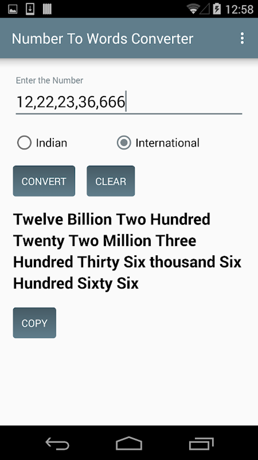 google converter number to words