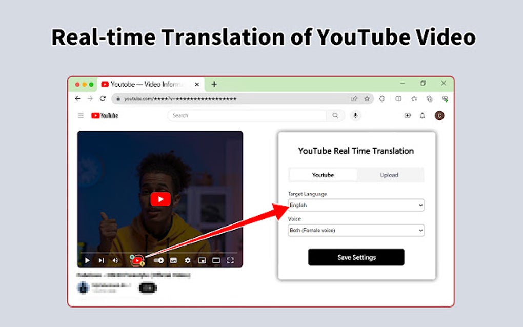 YouTube Real Time Translation para Google Chrome Extensión Descargar