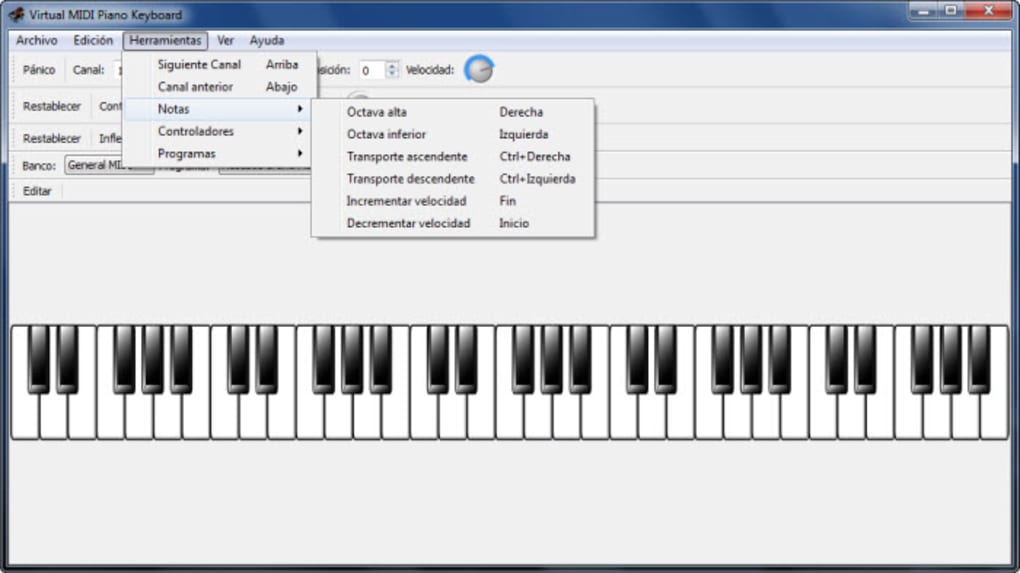 Tom Audreath proporcionar Fácil de leer Virtual Midi Piano Keyboard - Descargar