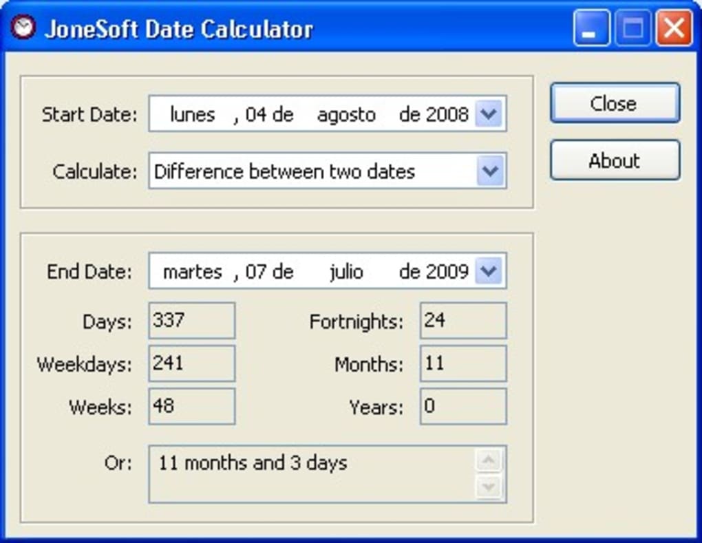 JoneSoft Date Calculator Download