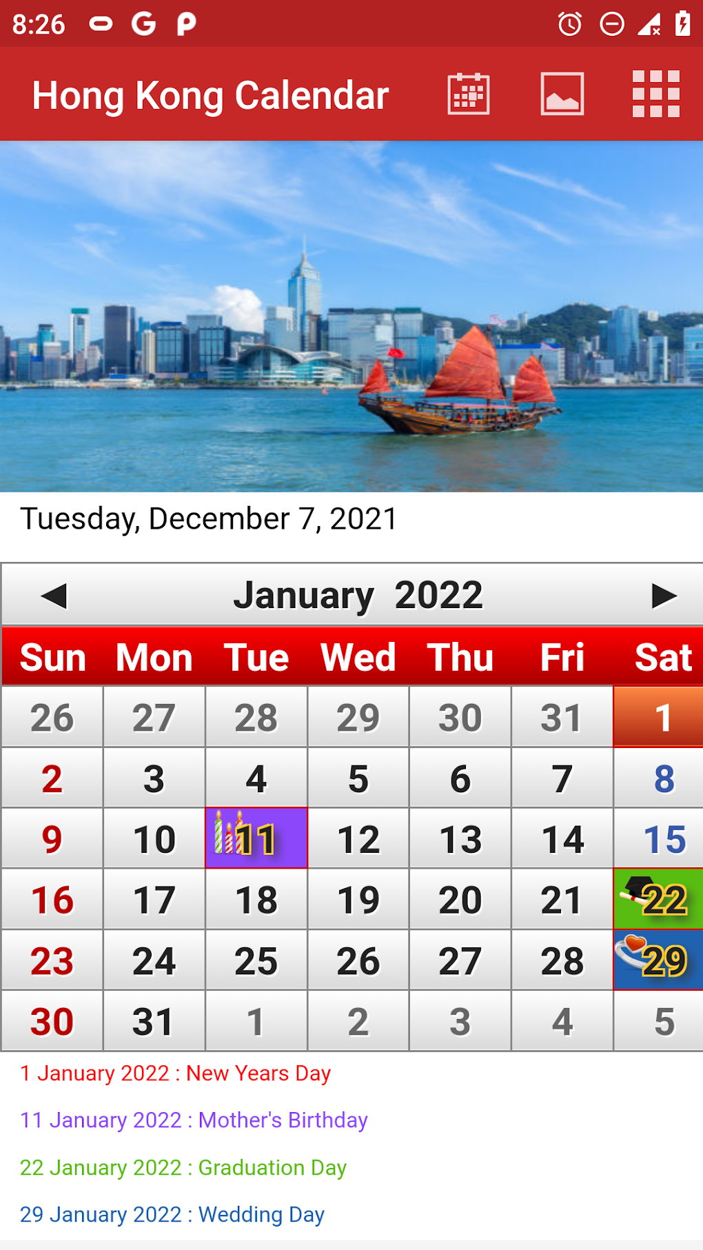 Hong Kong Calendar for Android - 無料・ダウンロード