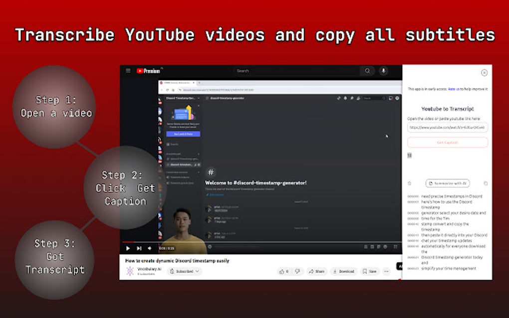 Youtube to Transcript pour Google Chrome - Extension Télécharger