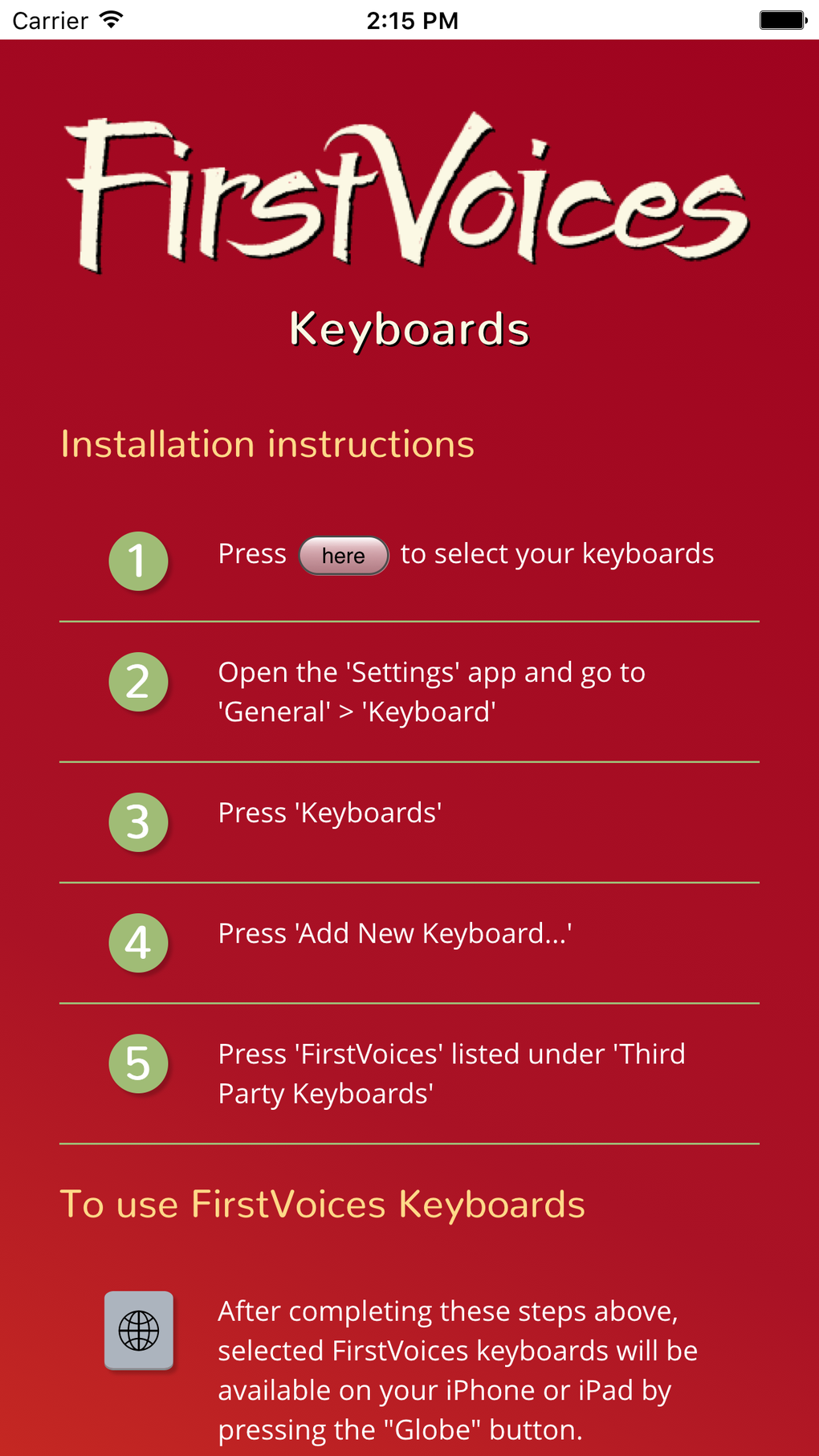 FirstVoices Keyboards Para IPhone Download