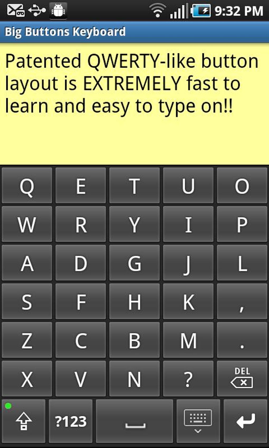 Android I in Big Buttons Keyboard Standard APK ndir