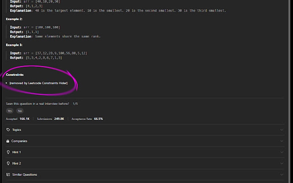 Leetcode Constraints Hider for Google Chrome - Extension Download