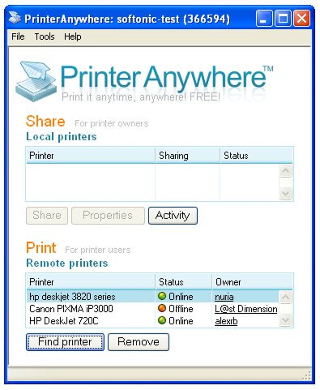 Какие принтеры поддерживает программа printshare