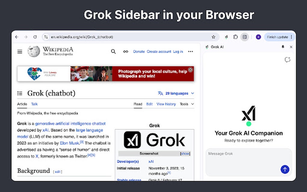 Grok AI para Google Chrome - Extensión Descargar
