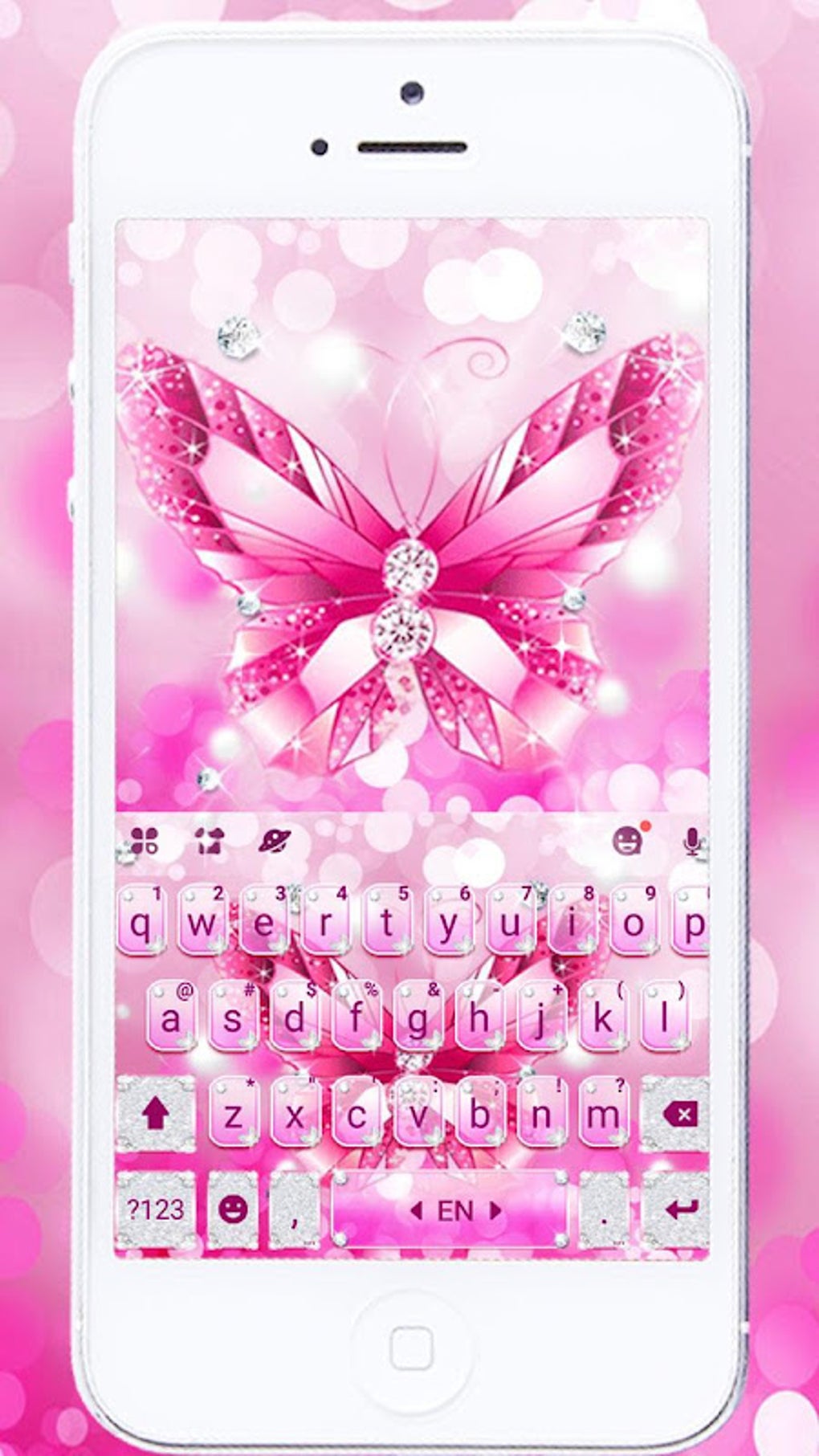 Pink Crystal Butterfly Keyboard Theme Apk For Android Download 0019