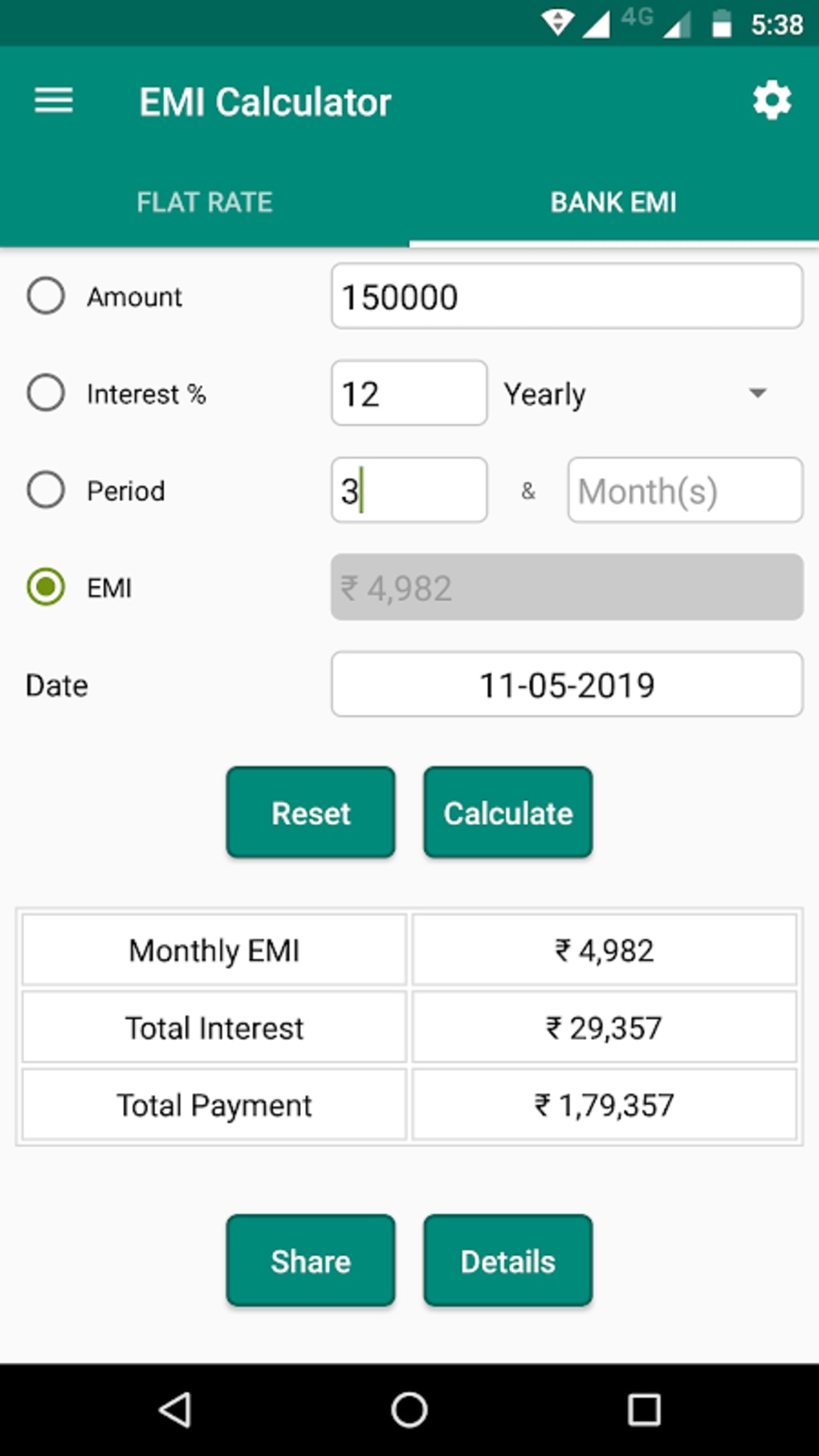 Emi Calculator Bank Emi Flat Rate Emi Screenshot 