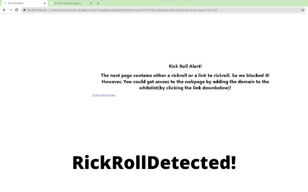 RickRoll Detector for Google Chrome - Extension Download