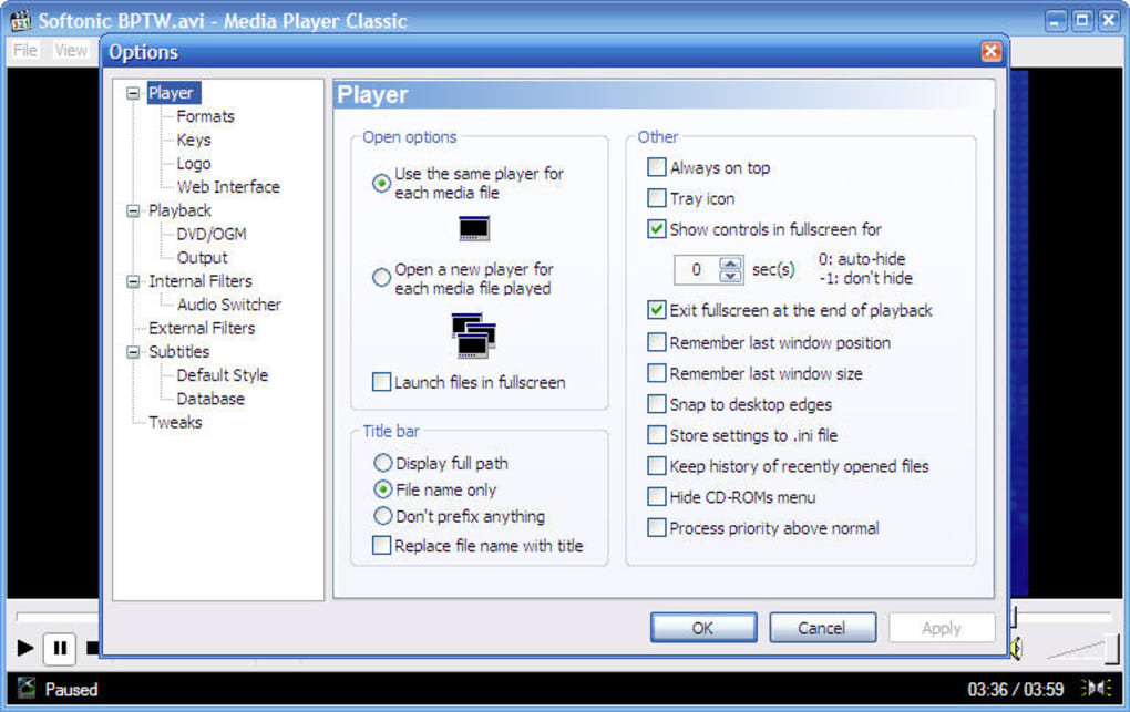 media player classic download for windows xp