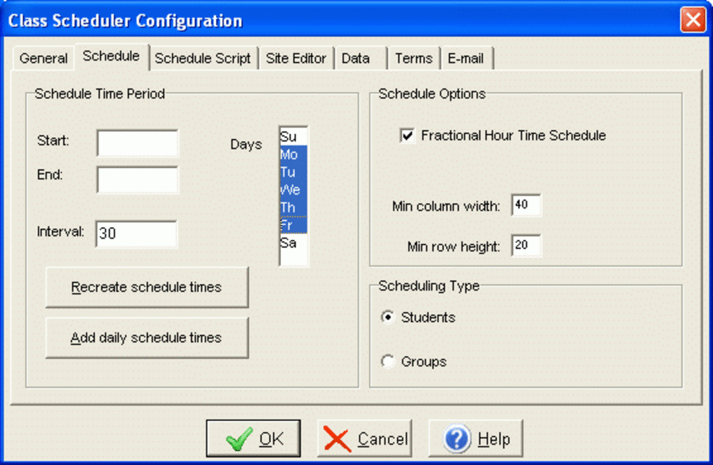 cybermatrix class scheduler screenshot