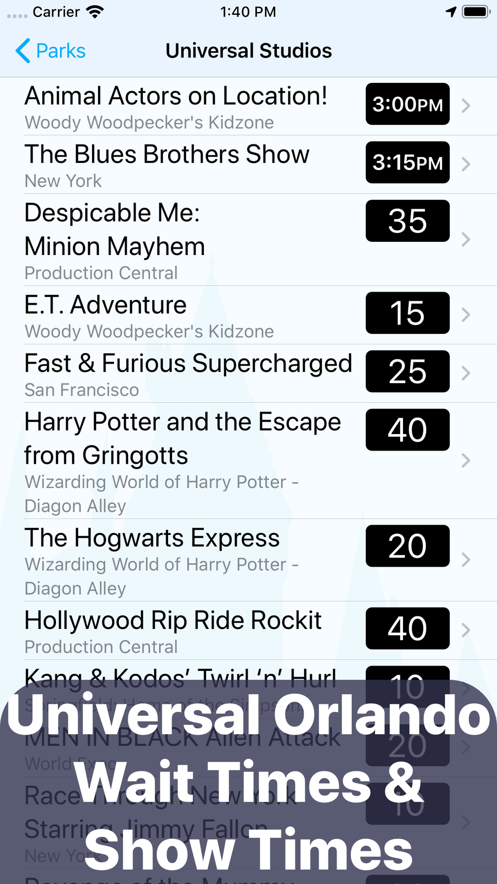 Wait Times Universal Orlando for iPhone Download