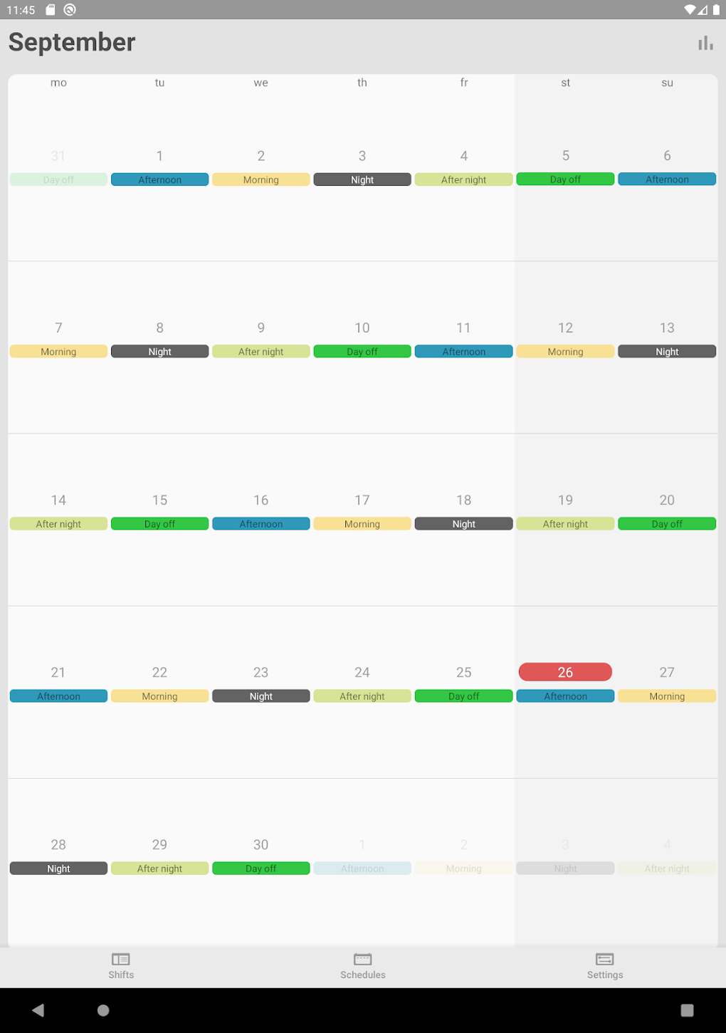 Simple Shift - work schedule для Android — Скачать