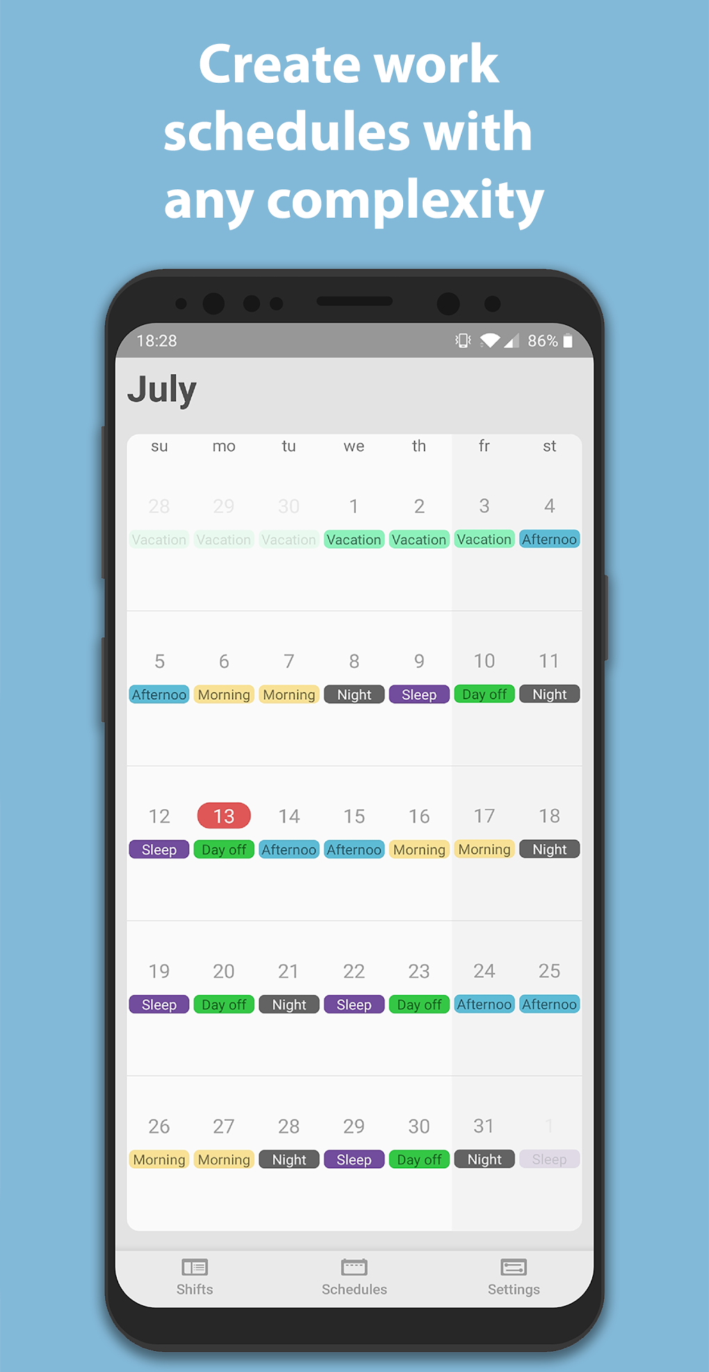 Simple Shift Schedule App