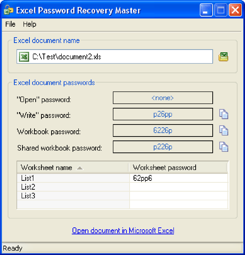 recover microsoft office password