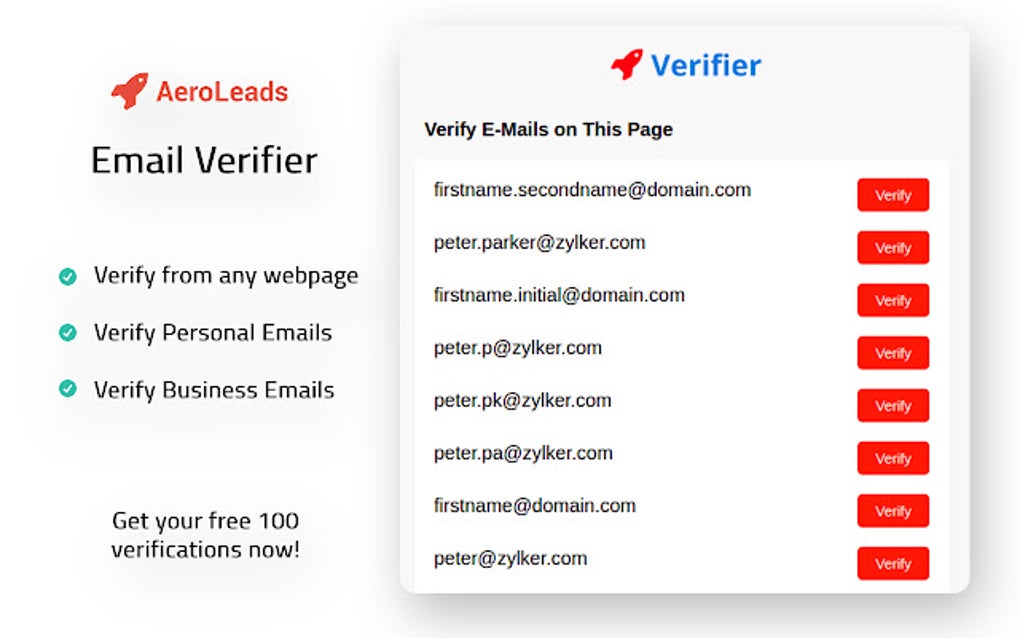 Email Verifier By Aeroleads Google Chrome Için - Eklenti İndir