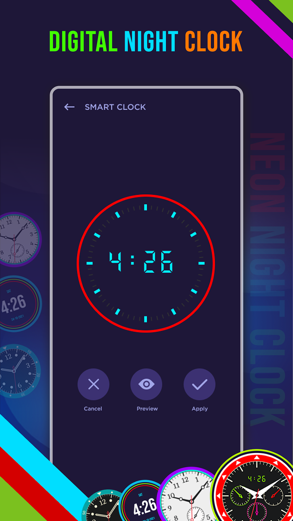 Neon clock: Neon Night Clock для Android — Скачать