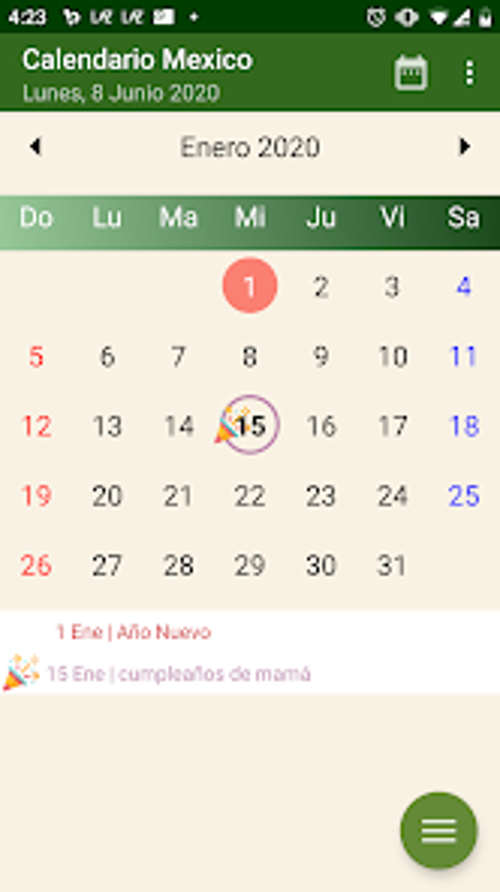 Calendario Mexico Festivos 2 Android 
