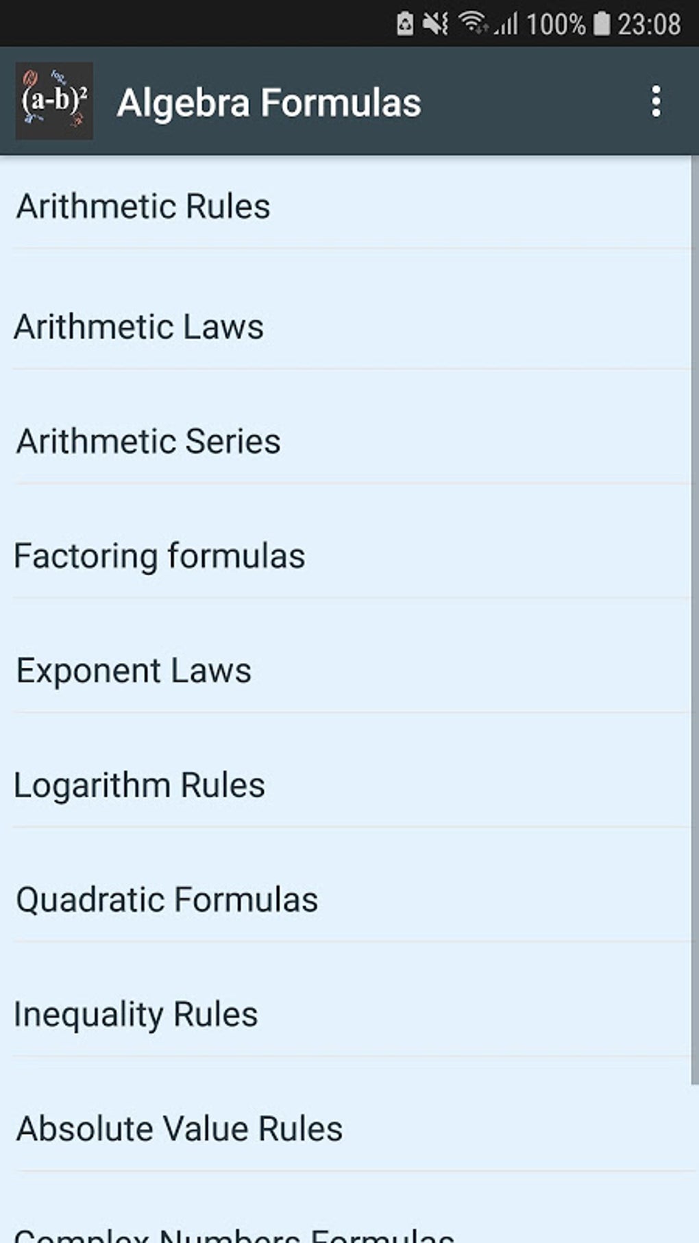 Math formulas algebra para android download