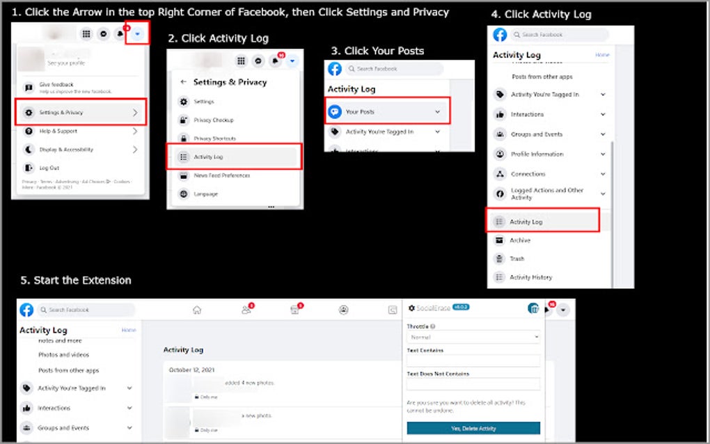 Delete Social Media Posts, Photos, etc. for Google Chrome Extension