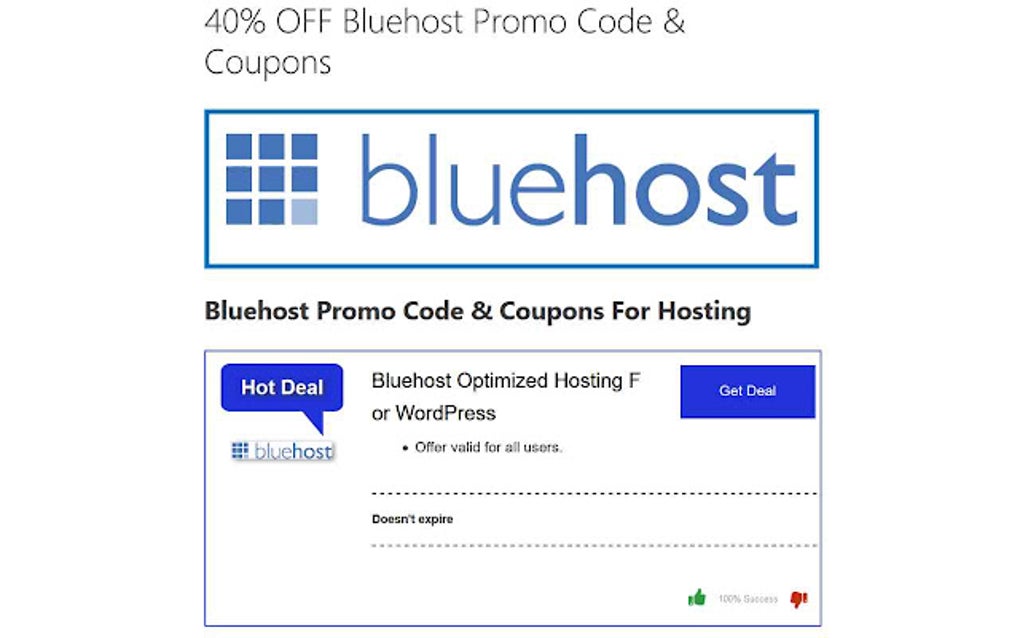 Bluehost Promo Code & Coupons لنظام Google Chrome الامتداد تنزيل