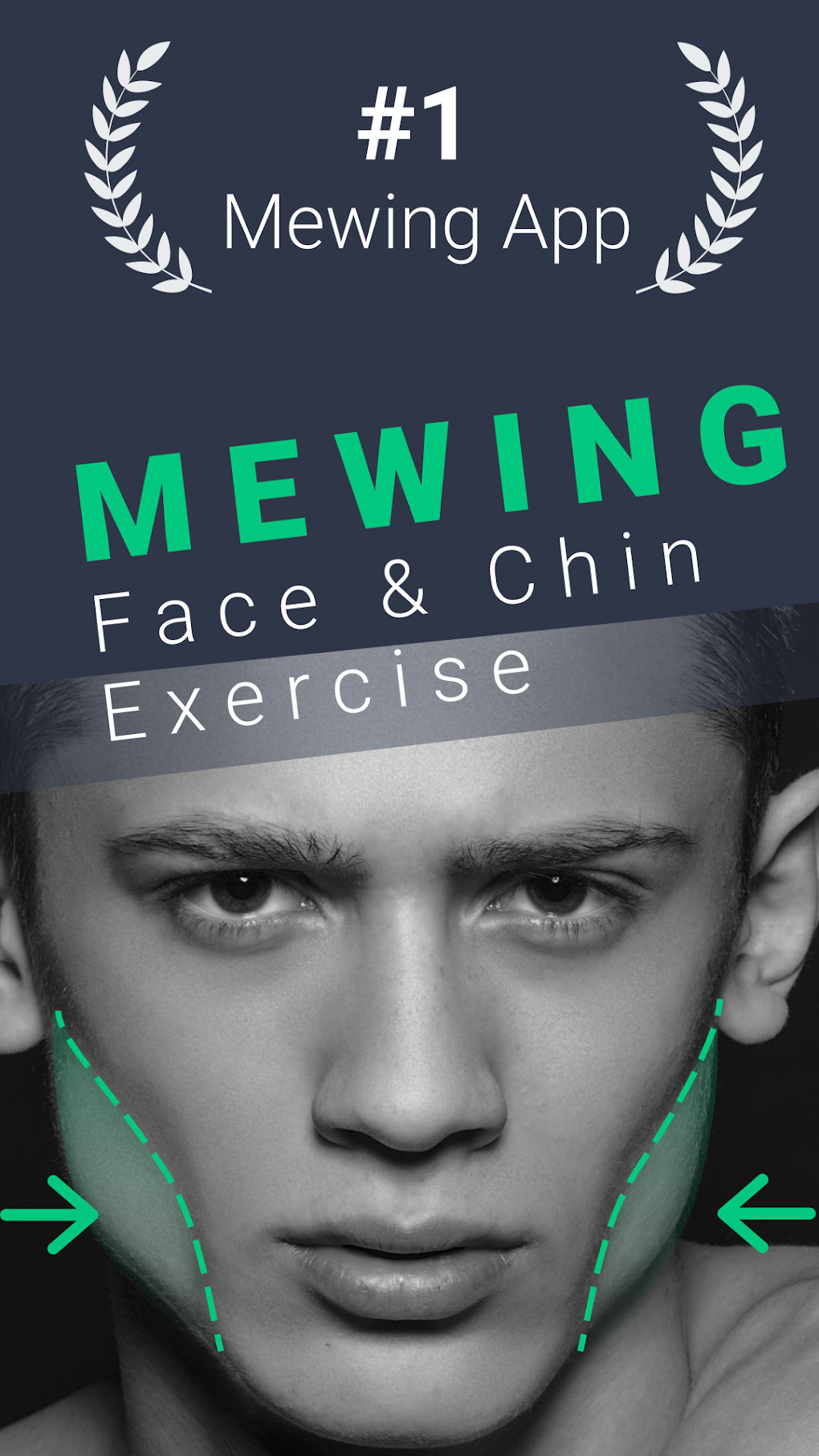 Mewing exercises. Result of a jawline reshape. 16250461 Stock Photo at  Vecteezy