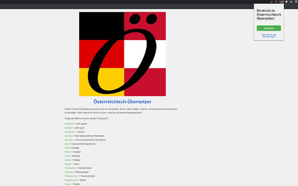 Deutsch zu Österreichisch Übersetzer for Google Chrome - Extension Download