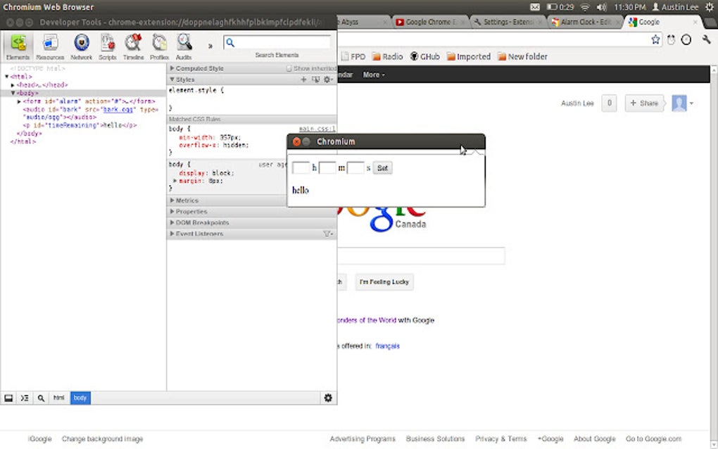 Alarm Clock para Google Chrome Extensión Descargar