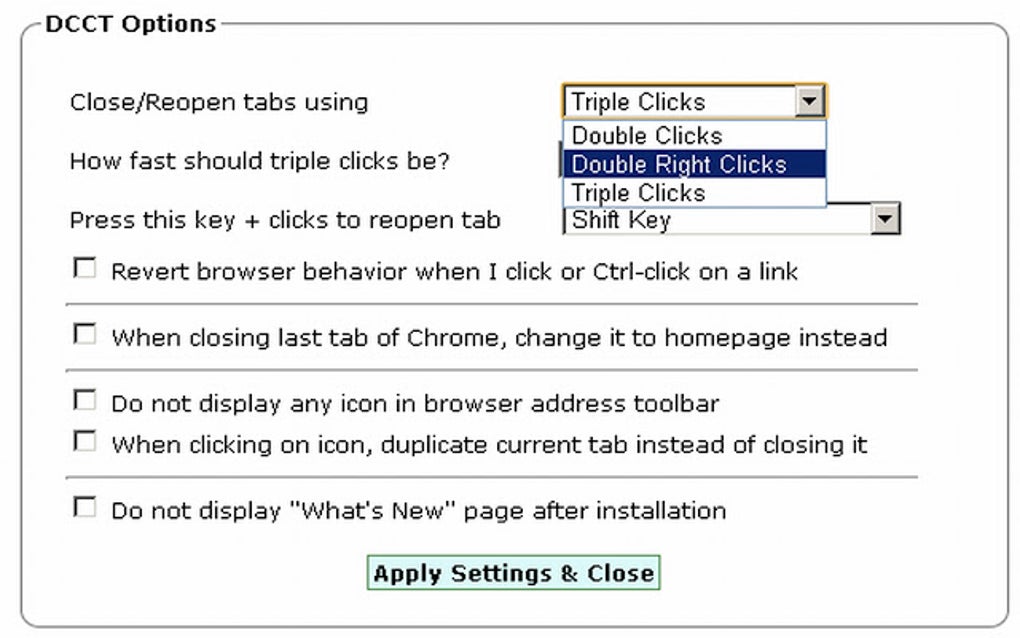 Closer tabs. Returning the closes Tab.