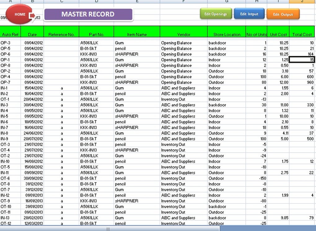 Inventory management in excel free download full