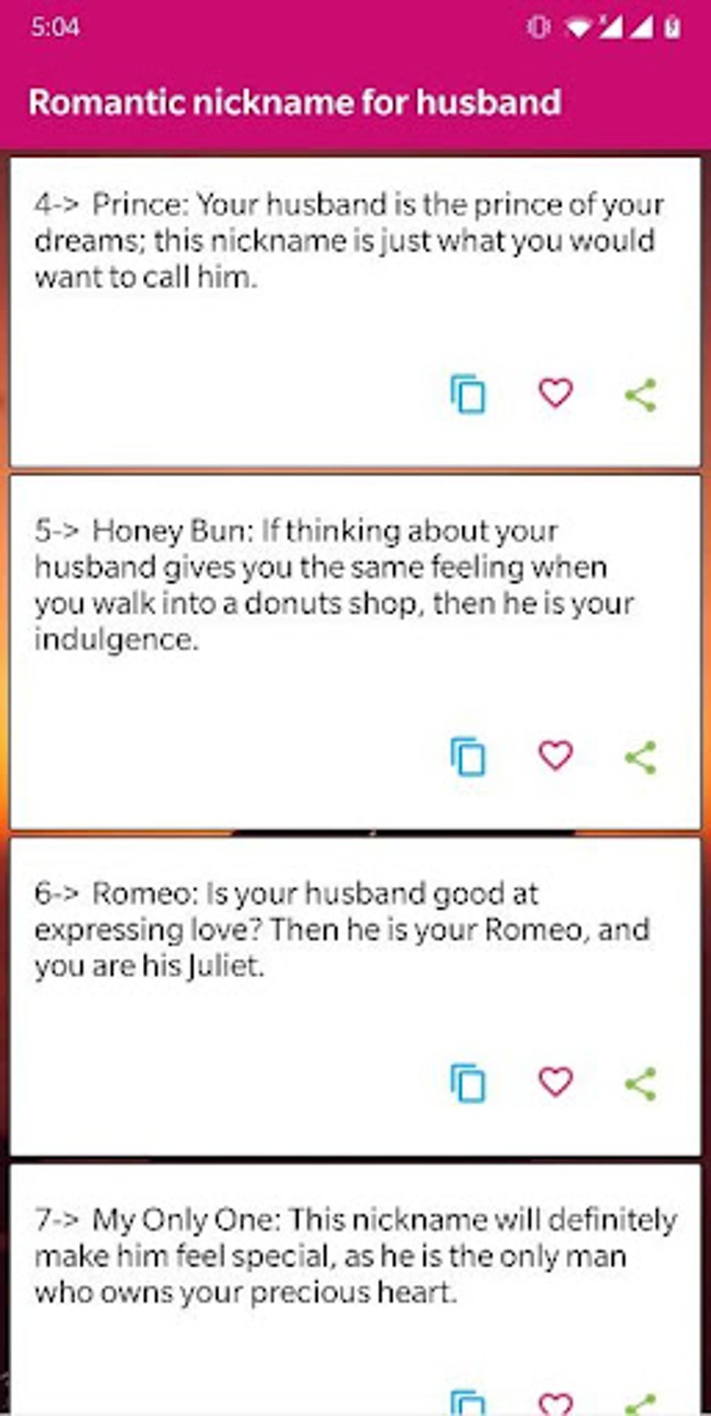 Cute Nicknames For Husband And Wife Android 