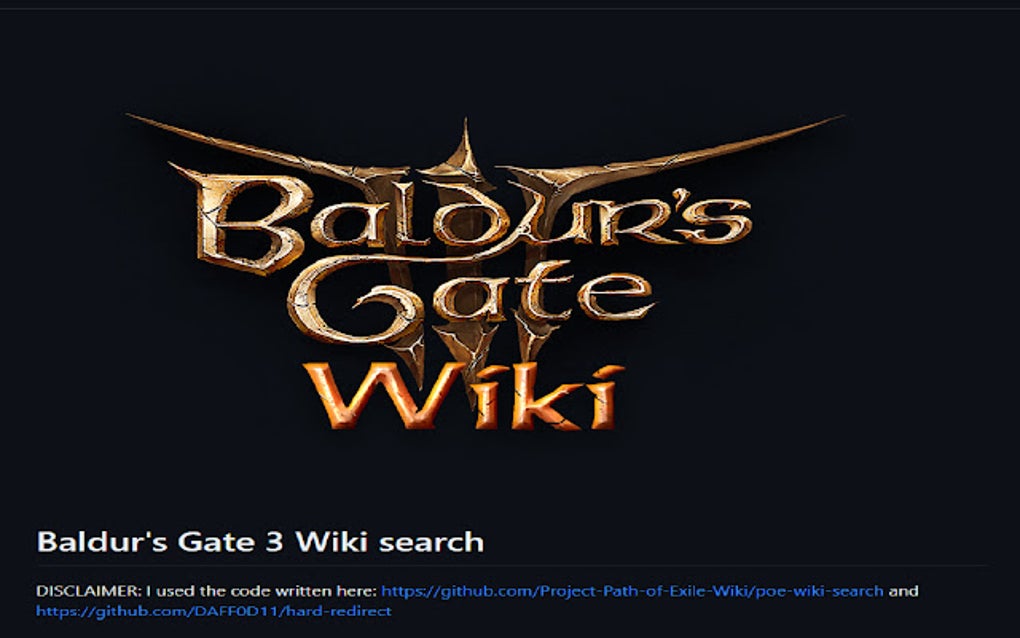 BG3 Wiki Search For Google Chrome - Extension Download