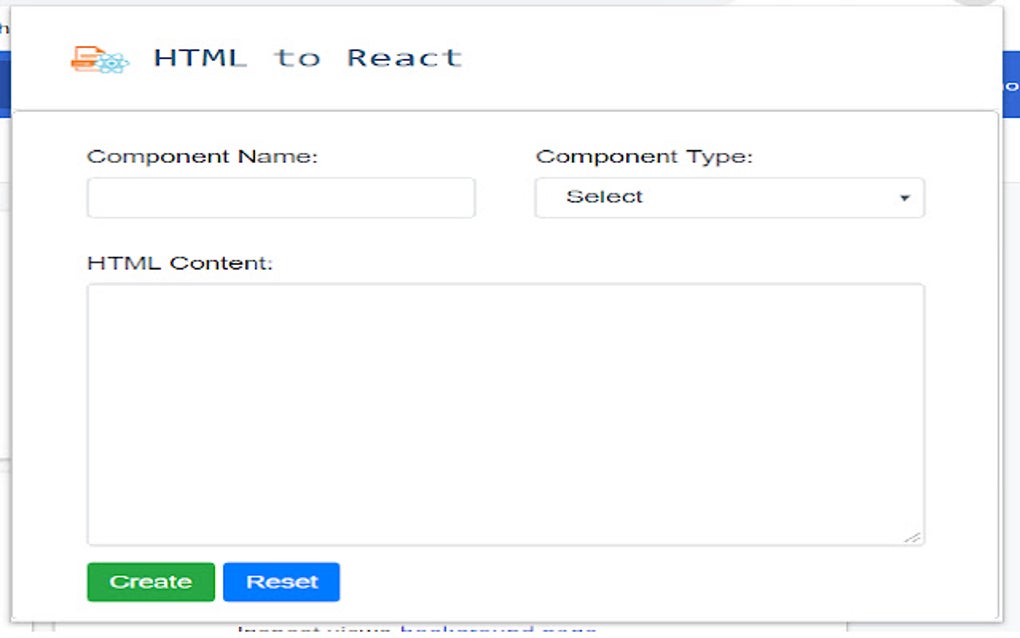 HTML To React สำหรับ Google Chrome - ส่วนขยาย ดาวน์โหลด