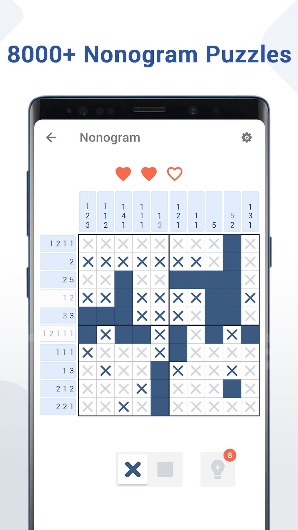 Puzzle de pintar por número (nonogram), jogo educacional para