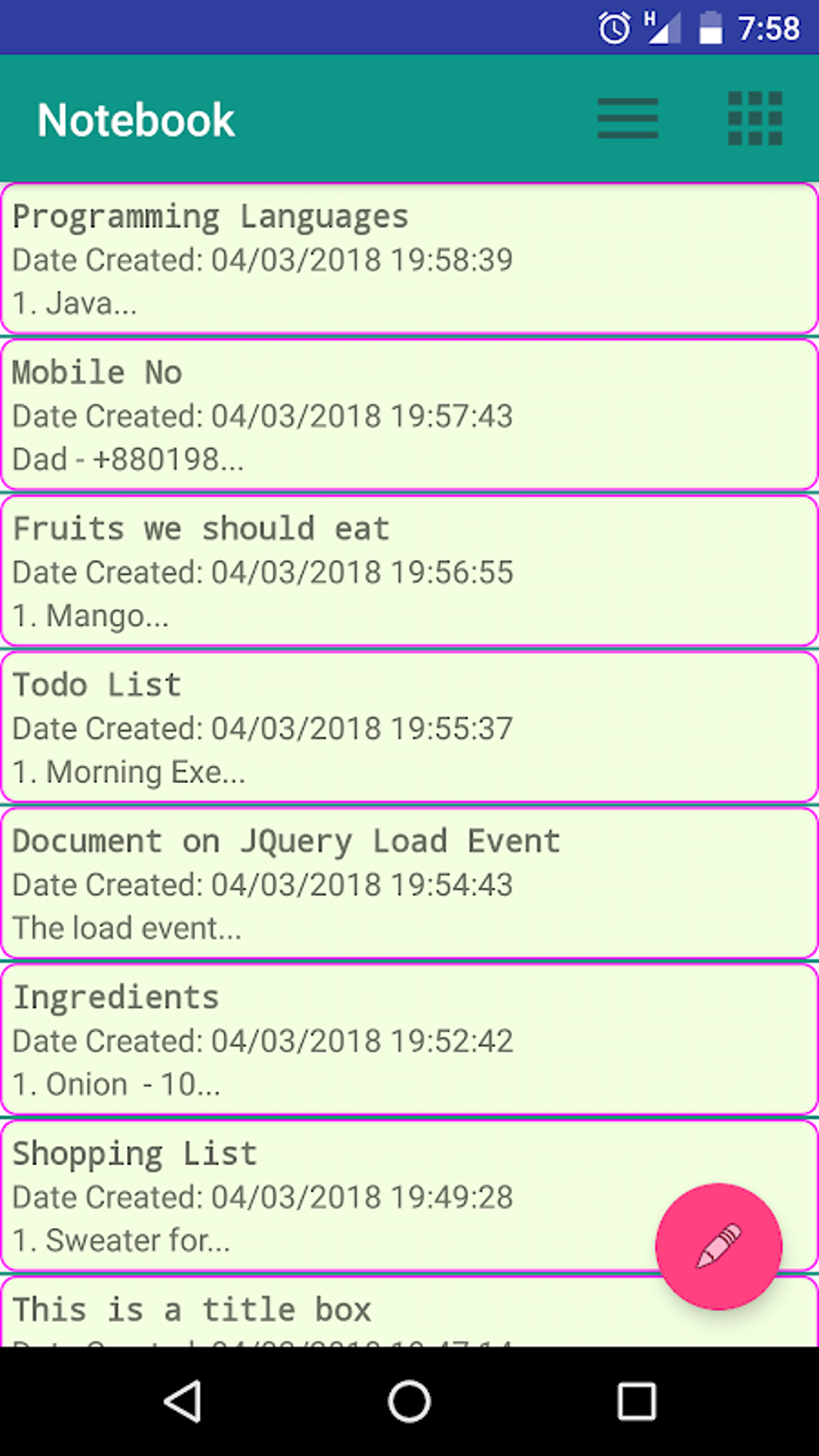 Notebook APK لنظام Android تنزيل