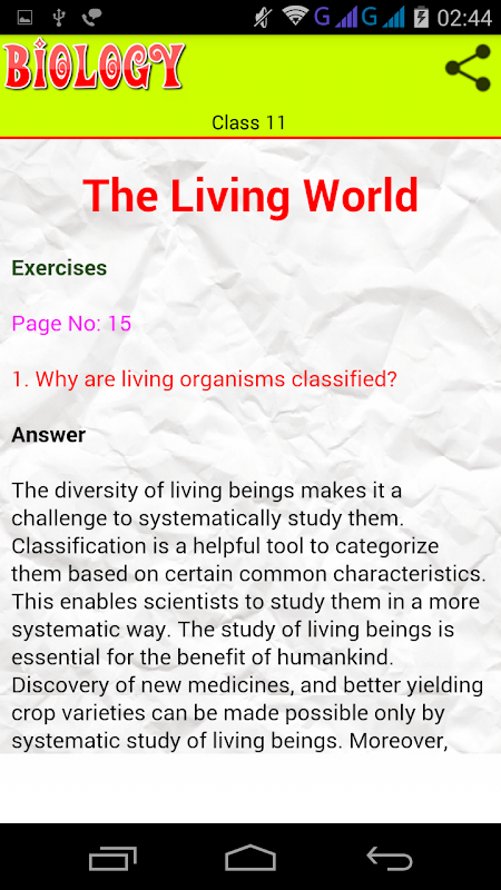 Class 11 Biology Solutions APK para Android - Descargar