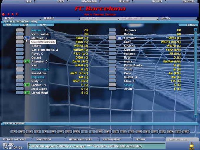 setting training schedule championship manager 2003