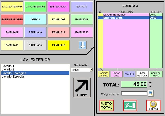 Programa para lavadero de coches Programa para lavadero de coches