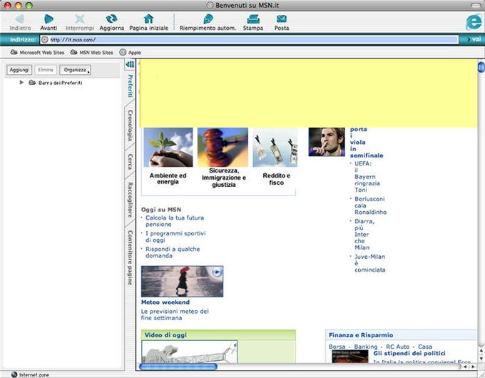 Internet Explorer per Mac Internet Explorer per Mac