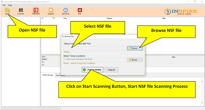 Inspire NSF To PST Converter Software