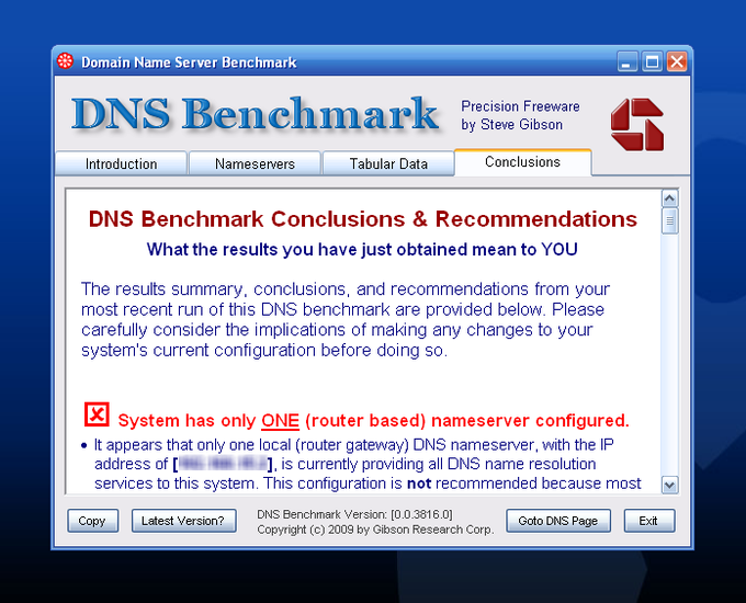 DNS Benchmark DNS Benchmark